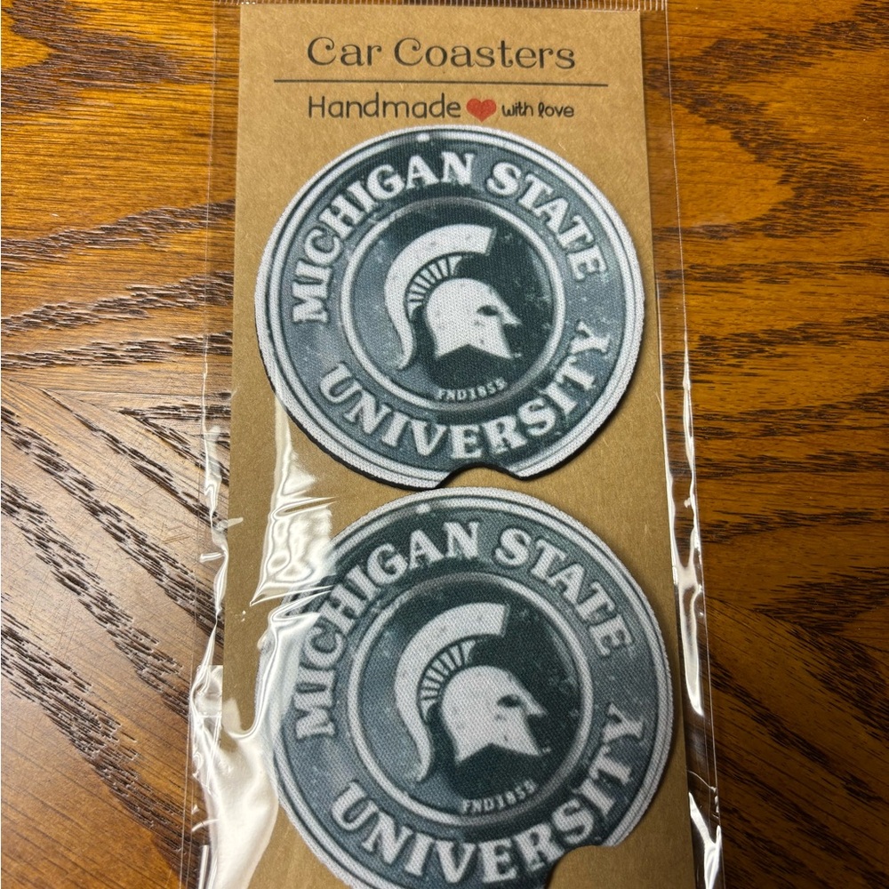 Michigan State Spartans Neoprene Car Coaster Set Of 2
